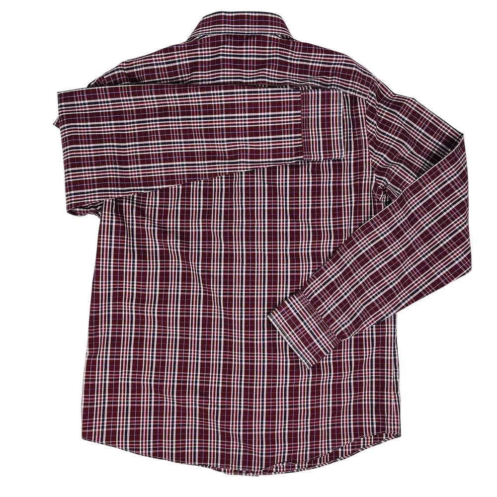 UNTUCKit Red Blue White Plaid Slim Fit Wrinkle Free Cotton‎ Btn Down Medium M